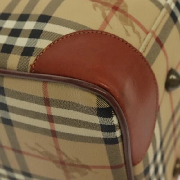 Burberrys Nova Check Boston Bag PVC 2way Beige Auth 137639 - Picture 3 of 16